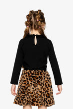 Load image into Gallery viewer, deux par deux Girls Faux Fur Skirt - Brown w/Leopard Print
