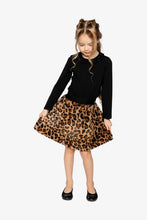 Load image into Gallery viewer, deux par deux Girls Faux Fur Skirt - Brown w/Leopard Print
