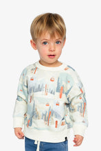 Load image into Gallery viewer, deux par deux Boys Fleece Sweatshirt - Beige w/Ski Print
