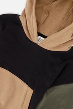 Load image into Gallery viewer, deux par deux Boys Hooded Colorblock Fleece Cardigan - Black, Green And Beige
