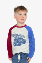 Load image into Gallery viewer, deux par deux Boys Raglan T-Shirt - Heather Grey, Red And Blue
