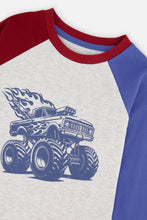Load image into Gallery viewer, deux par deux Boys Raglan T-Shirt - Heather Grey, Red And Blue
