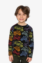 Load image into Gallery viewer, deux par deux Boys Organic Cotton Long Sleeve T-Shirt - Black Monster Truck Print
