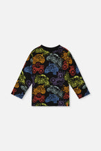 Load image into Gallery viewer, deux par deux Boys Organic Cotton Long Sleeve T-Shirt - Black Monster Truck Print
