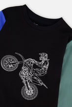 Load image into Gallery viewer, deux par deux Boys Long Sleeve T-Shirt - Black, Blue And Green
