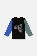 Load image into Gallery viewer, deux par deux Boys Long Sleeve T-Shirt - Black, Blue And Green
