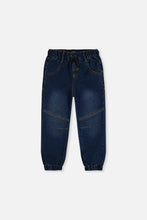 Load image into Gallery viewer, deux par deux Boys French Terry Denim Jogger Pants - Navy Blue
