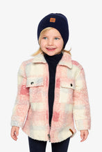 Load image into Gallery viewer, deux par deux Girls Zipped Overshirt w/Pockets - Beige &amp; Pink Plaid
