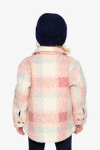 Load image into Gallery viewer, deux par deux Girls Zipped Overshirt w/Pockets - Beige &amp; Pink Plaid
