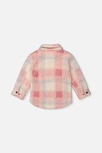 Load image into Gallery viewer, deux par deux Girls Zipped Overshirt w/Pockets - Beige &amp; Pink Plaid
