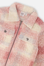 Load image into Gallery viewer, deux par deux Girls Zipped Overshirt w/Pockets - Beige &amp; Pink Plaid
