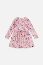 Load image into Gallery viewer, deux par deux Girls Long-Sleeved Dress - Pink Daisy Print

