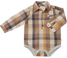 Load image into Gallery viewer, Me &amp; Henry Baby Boys Jasper Woven Onesie - Brown Madras
