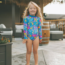 Load image into Gallery viewer, Honeysuckle Swim Long Sleeved Bodysuit - Bloom Lagoon

