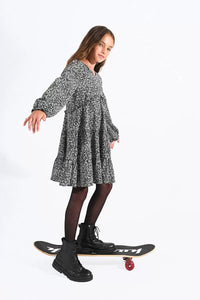 Molly Bracken Girls Woven Dress - Black Daisy