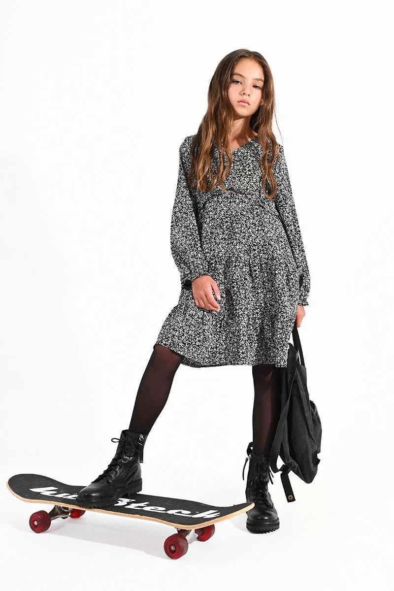 Molly Bracken Girls Woven Dress - Black Daisy
