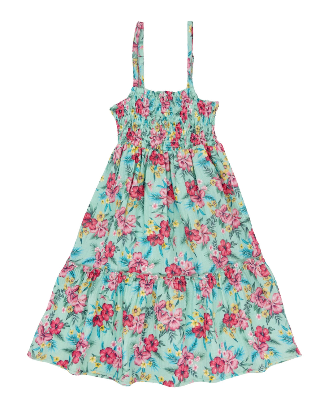 Feather 4 Arrow Girls Marina Smocked Dress - Teal Tropics