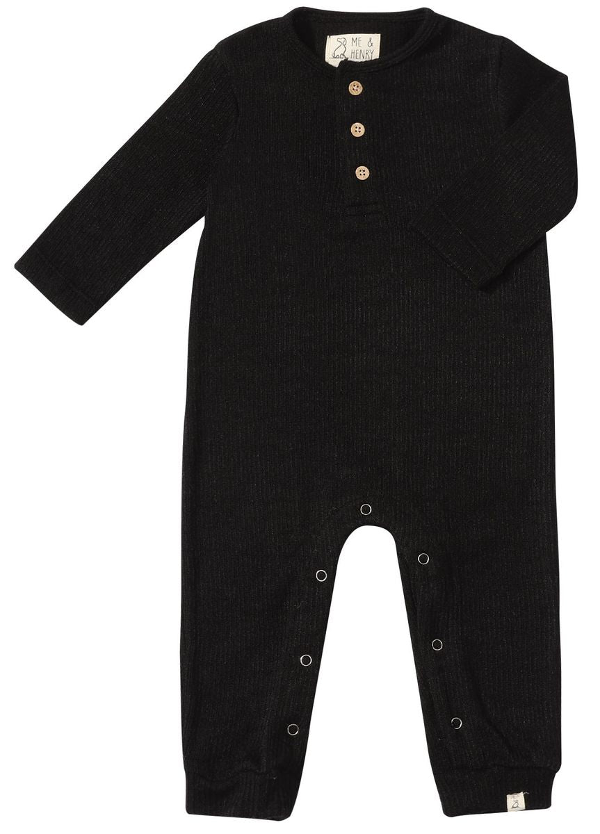 Me & Henry Baby Boys Mason Ribbed Henley Romper