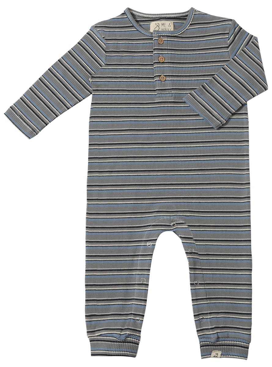 Me & Henry Baby Boys Mason Ribbed Henley Romper