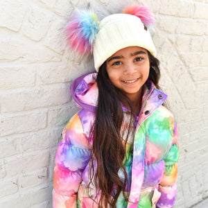 Appaman Girls Mia Faux Fur Pom Beanie - Winter White