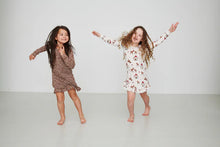 Load image into Gallery viewer, Bambi &amp; Birdie Girls Ruffled Sleep Dress - Brown Floral
