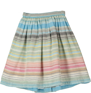 Poppet & Fox Girls Chenille Knee Length Gathered Skirt - Multi-Colour Stripe