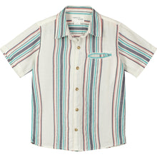 Load image into Gallery viewer, Poppet &amp; Fox Boys Collar Short Sleeve Shirt - Cream Yarn Dye Multistripe
