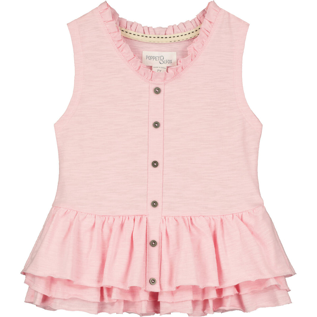 Poppet & Fox Girls Peplum Top - Pale Pink