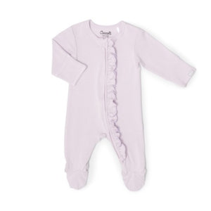 Coccoli Baby Girls Ruffle Modal Zipper Footie - Lavender Fog