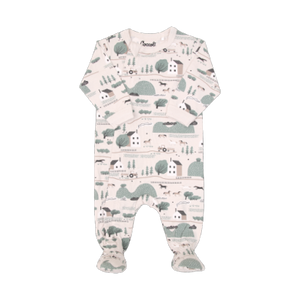 Coccoli Baby Modal Zipper Footie - Beige Farm