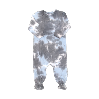 Coccoli Baby Boys Modal Zipper Footie - Grey Tie Dye