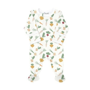 Coccoli Baby Modal Zipper Footie - Veggies on Cream