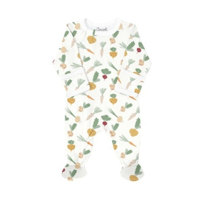 Coccoli Baby Modal Zipper Footie - Veggies on Cream