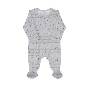 Coccoli Baby Boys Cotton-Modal Zipper Footie - Ice Rink On Gray Mix