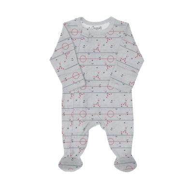 Coccoli Baby Boys Cotton-Modal Zipper Footie - Ice Rink On Gray Mix