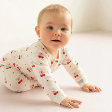 Load image into Gallery viewer, Coccoli Baby Girls Modal Zipper Footie - Hearts on Antique White
