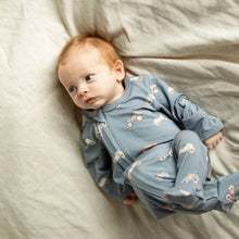 Load image into Gallery viewer, Coccoli Baby Boys Modal Zipper Footie - Cars on Steel Blue
