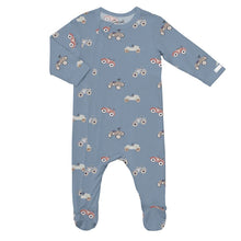 Load image into Gallery viewer, Coccoli Baby Boys Modal Zipper Footie - Cars on Steel Blue
