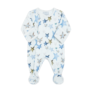 Coccoli Baby Boys Velour Zipper Footie - Heather Grey Stars