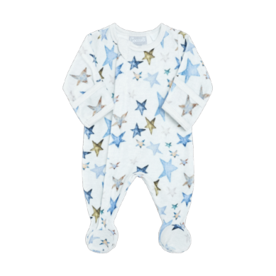 Coccoli Baby Boys Velour Zipper Footie - Heather Grey Stars