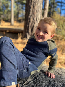 Me & Henry Boys Pedro Striped Hooded Sweater - Green/Navy