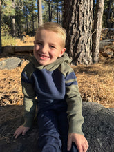 Load image into Gallery viewer, Me &amp; Henry Boys Pedro Striped Hooded Sweater - Green/Navy
