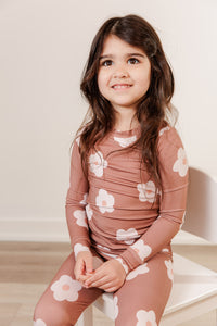 Moon Fruit Two Piece Bamboo Pajamas - Petals in Hazelnut