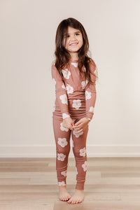 Moon Fruit Two Piece Bamboo Pajamas - Petals in Hazelnut
