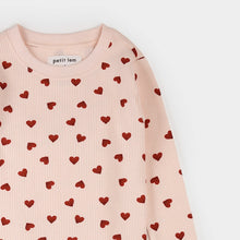 Load image into Gallery viewer, Petit Lem Pink Hearts on Peony Waffle PJ Set
