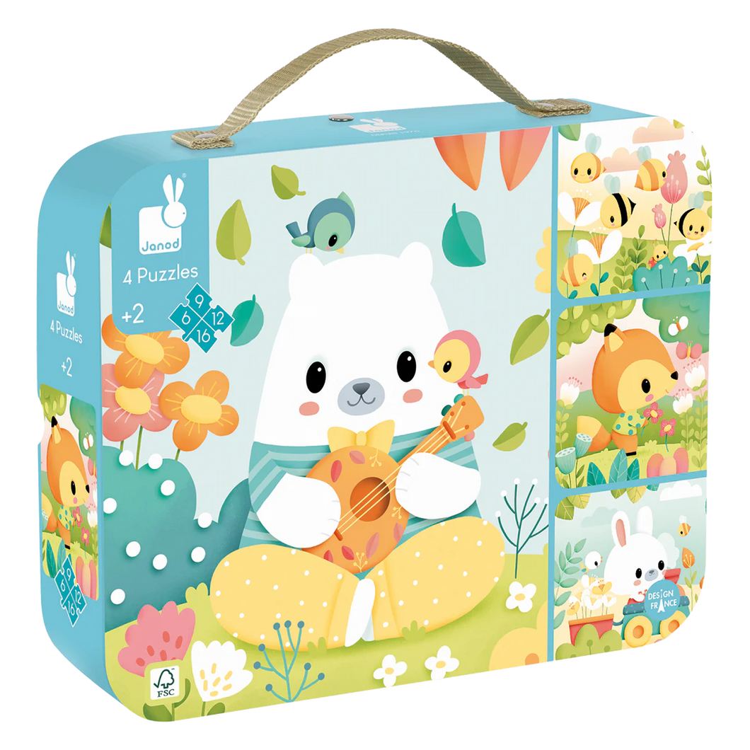Janod 4 in 1 Progressive Puzzle - Adorable Little Animals