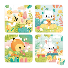Load image into Gallery viewer, Janod 4 in 1 Progressive Puzzle - Adorable Little Animals
