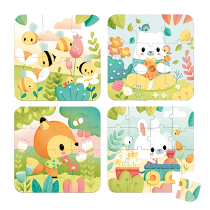 Janod 4 in 1 Progressive Puzzle - Adorable Little Animals