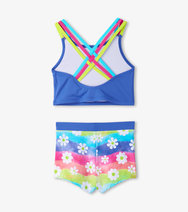 Load image into Gallery viewer, Hatley Girls Rainbow Flower Two-Piece Crop Top Bikini Set

