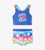 Load image into Gallery viewer, Hatley Girls Rainbow Flower Two-Piece Crop Top Bikini Set
